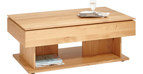 COUCHTISCH Wildeiche massiv rechteckig Eichefarben 120/70/46-65 cm  - Eichefarben, KONVENTIONELL, Holz (120/70/46-65cm) - Valnatura