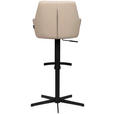BARHOCKER Echtleder Taupe Eisen Sitzfläche 360° drehbar, inklusive Armlehnen  - Taupe/Schwarz, Design, Leder/Metall (54/99-117/52,5cm) - Novel