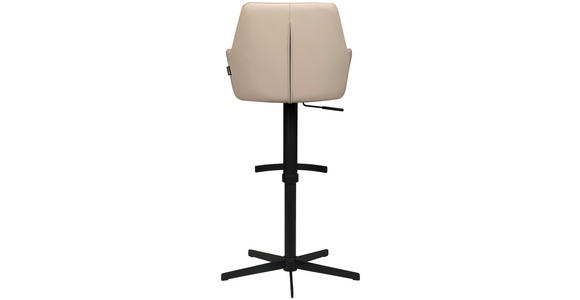 BARHOCKER Echtleder Taupe Eisen Sitzfläche 360° drehbar, inklusive Armlehnen - Taupe/Schwarz, Design, Leder/Metall (54/99-117/52,5cm) - Novel