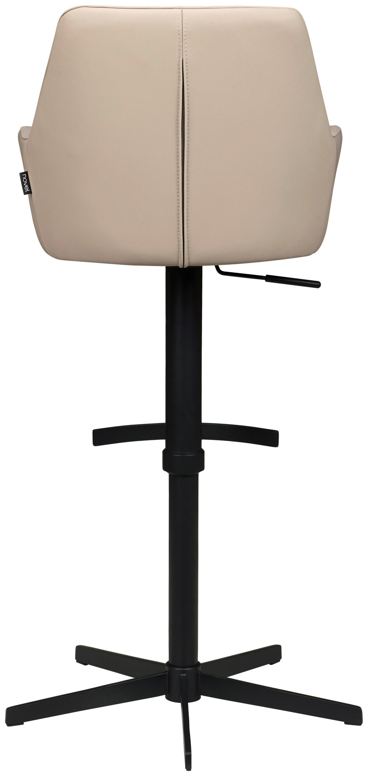 BARHOCKER Echtleder Taupe Eisen Sitzfläche 360° drehbar, inklusive Armlehnen  - Taupe/Schwarz, Design, Leder/Metall (54/99-117/52,5cm) - Novel