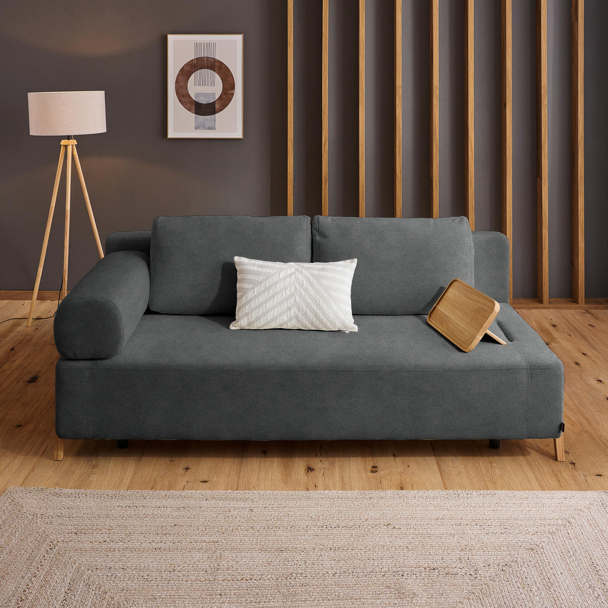 SCHLAFSOFA in Holz, Textil Anthrazit  - Anthrazit/Naturfarben, Design, Holz/Textil (211/88/102cm) - Niels Andersson