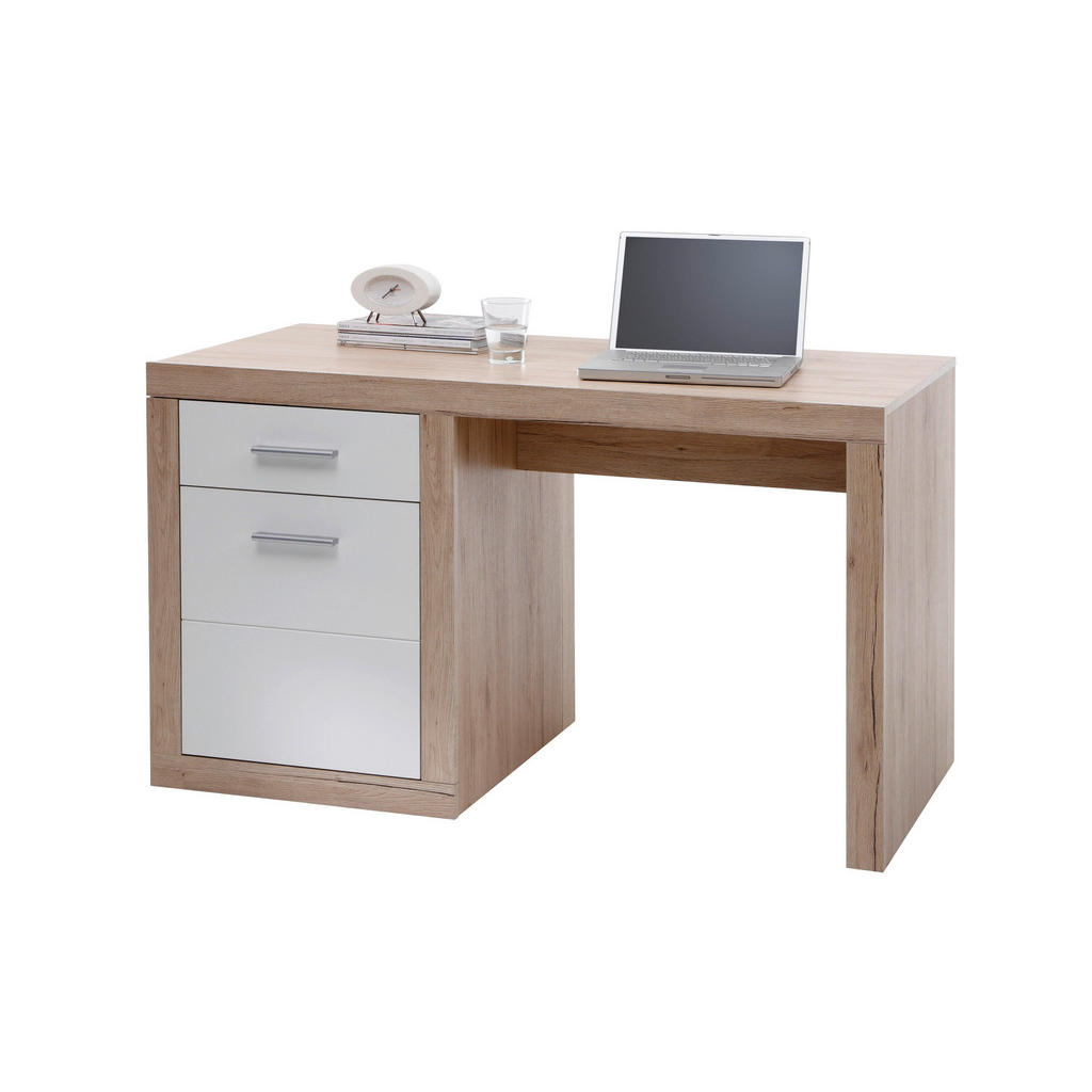 PSACÍ STŮL, bílá, barvy dubu, 130/76/65 cm - bílá, barvy dubu