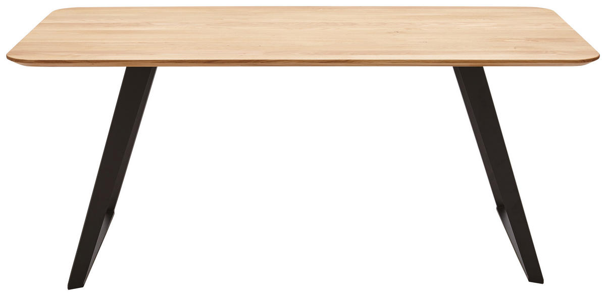 ESSTISCH in Holz, Metall 180/90/76 cm  - Eichefarben/Schwarz, Design, Holz/Metall (180/90/76cm) - Voleo