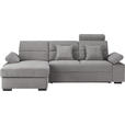 ECKSOFA inkl.Funktionen Hellgrau Flachgewebe  - Dunkelbraun/Hellgrau, Design, Kunststoff/Textil (166/258cm) - Cantus