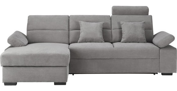 ECKSOFA inkl.Funktionen Hellgrau Flachgewebe  - Dunkelbraun/Hellgrau, Design, Kunststoff/Textil (166/258cm) - Cantus