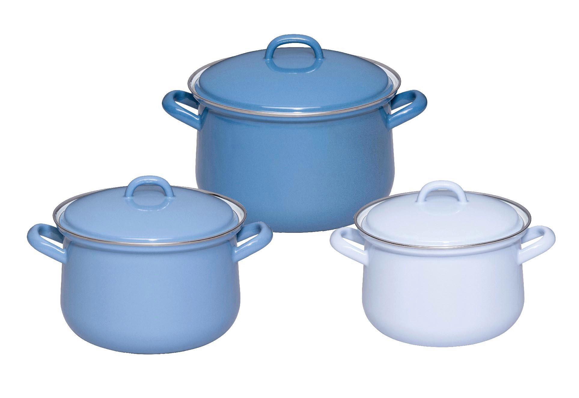 KOCHTOPFSET Nature Blue 3-teilig  - Blau, Basics, Metall (38/28,5/28cm) - Riess