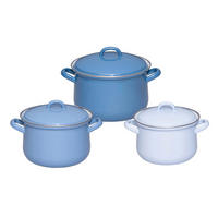 KOCHTOPFSET Nature Blue 3-teilig  - Blau, Basics, Metall (38/28,5/28cm) - Riess