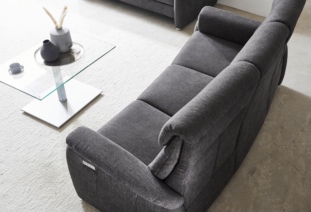 TRAPEZSOFA Flachgewebe Anthrazit  - Anthrazit, KONVENTIONELL, Textil (222/107/102cm) - Pure Home Comfort