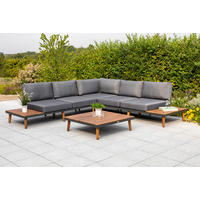 LOUNGEGARNITUR Akazie Hartholz Aluminium  - Graphitfarben/Braun, KONVENTIONELL, Holz/Textil (287,5/28/287,5cm) - Gardenson