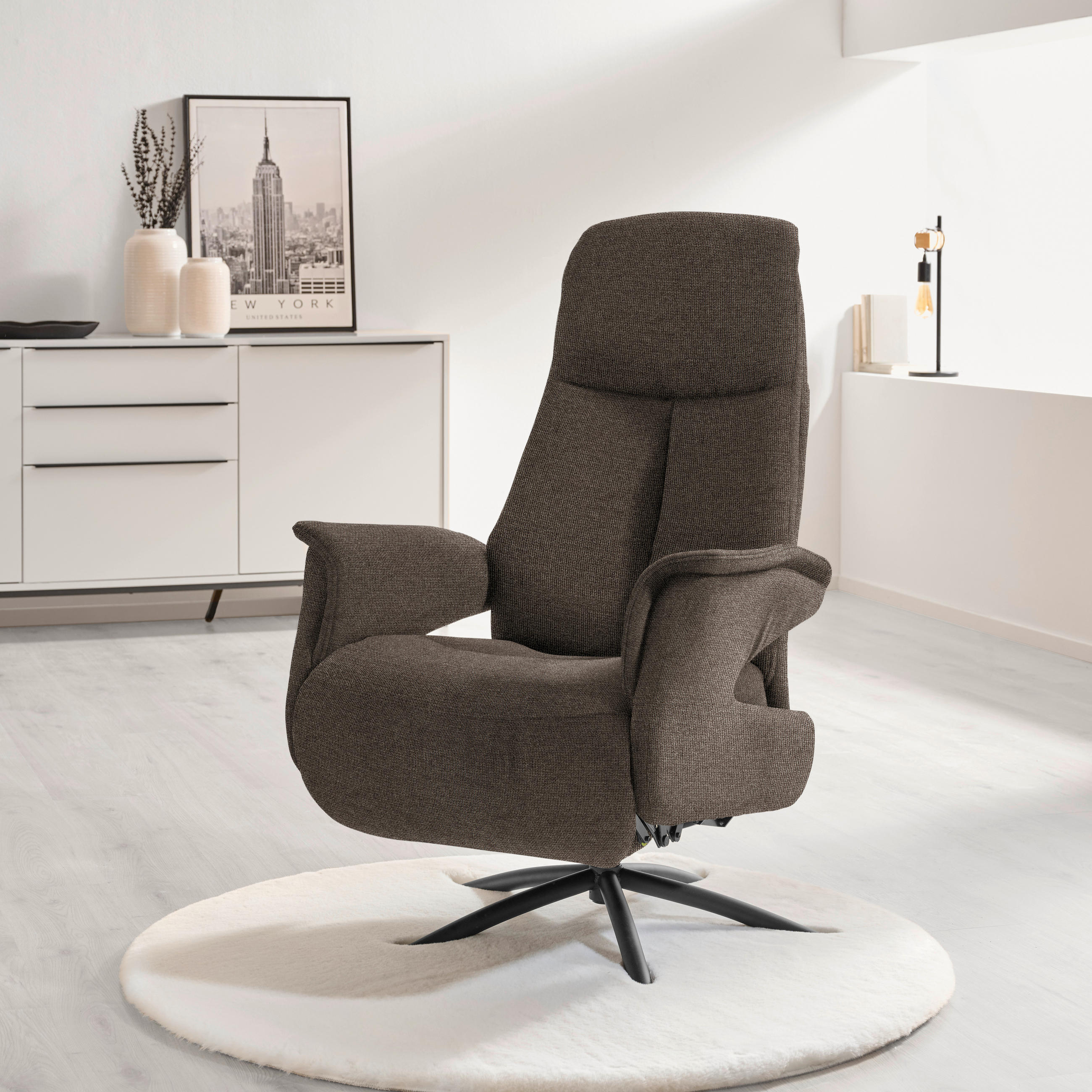 RELAXSESSEL in Textil Braun  - Schwarz/Braun, Design, Textil/Metall (73/108/86cm) - Welnova
