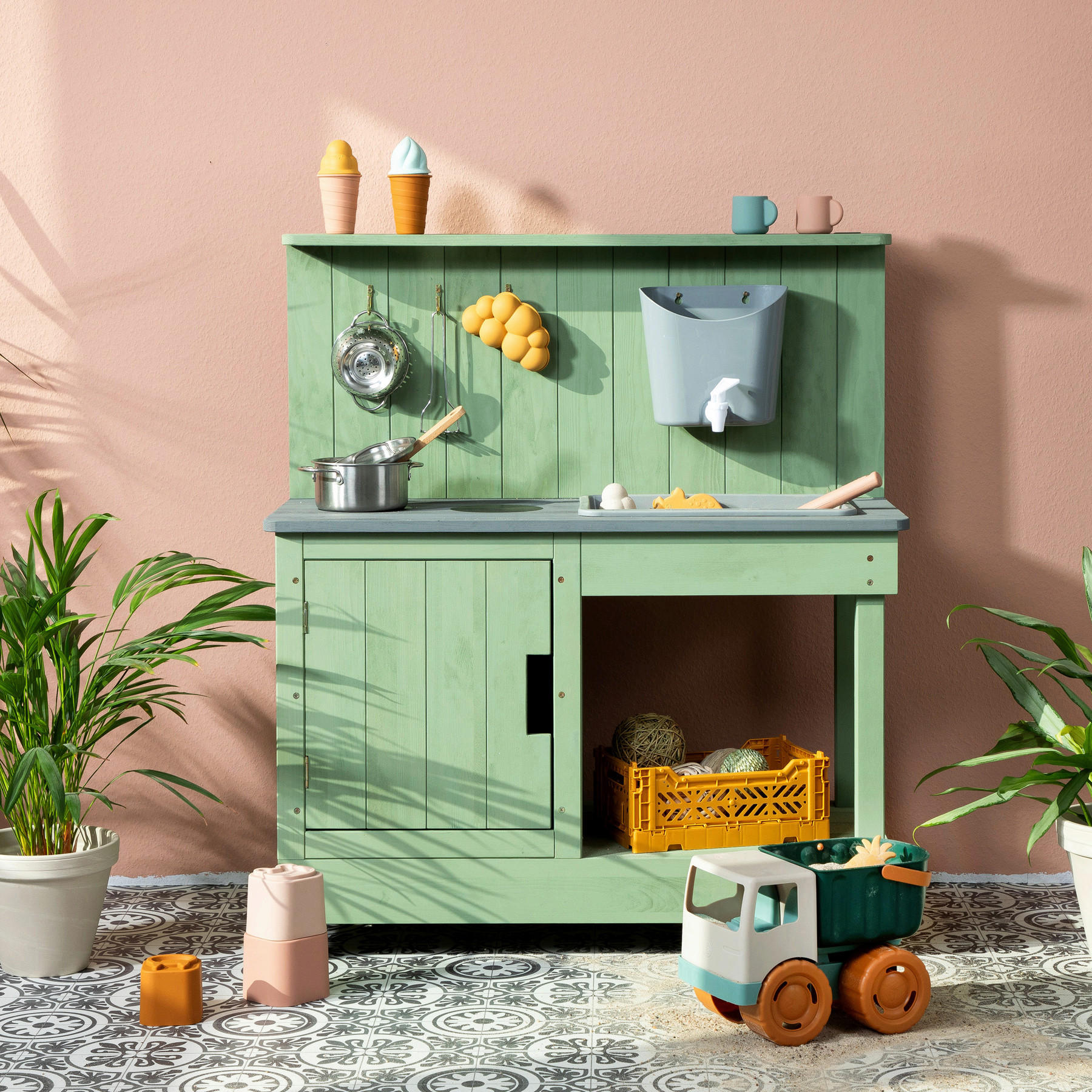MATSCHKÜCHE Holz Jadegrün  - Jadegrün, Basics, Holz (80/40/90cm) - MUDDY BUDDY