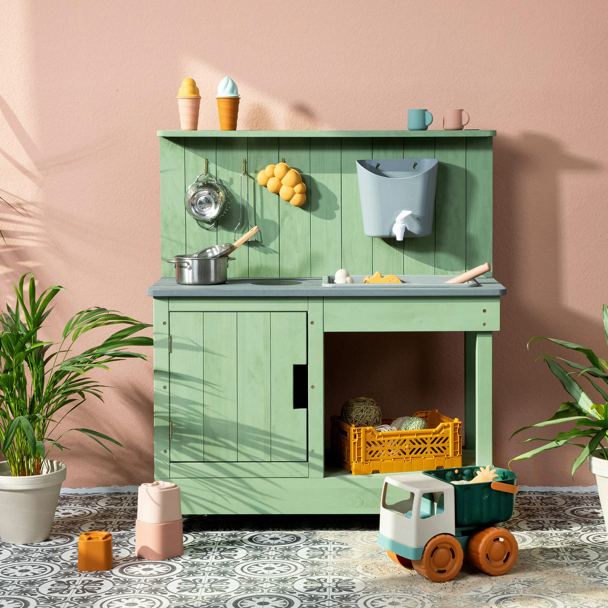 MATSCHKÜCHE Holz Jadegrün  - Jadegrün, Basics, Holz (80/40/90cm) - MUDDY BUDDY