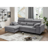ECKSOFA Chenille Dunkelgrau  - Dunkelgrau/Schwarz, Basics, Textil/Metall (186/270cm) - Livetastic