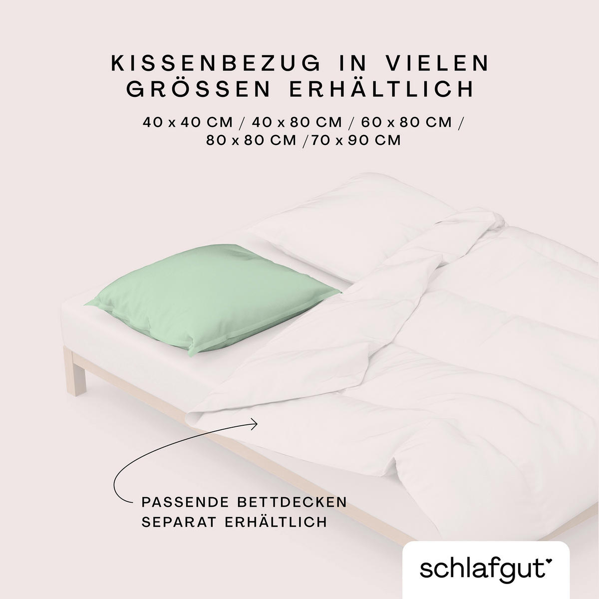 KISSENHÜLLE WOVEN SATIN 40/40 cm  - Hellgrün, Basics, Textil (40/40cm) - Schlafgut