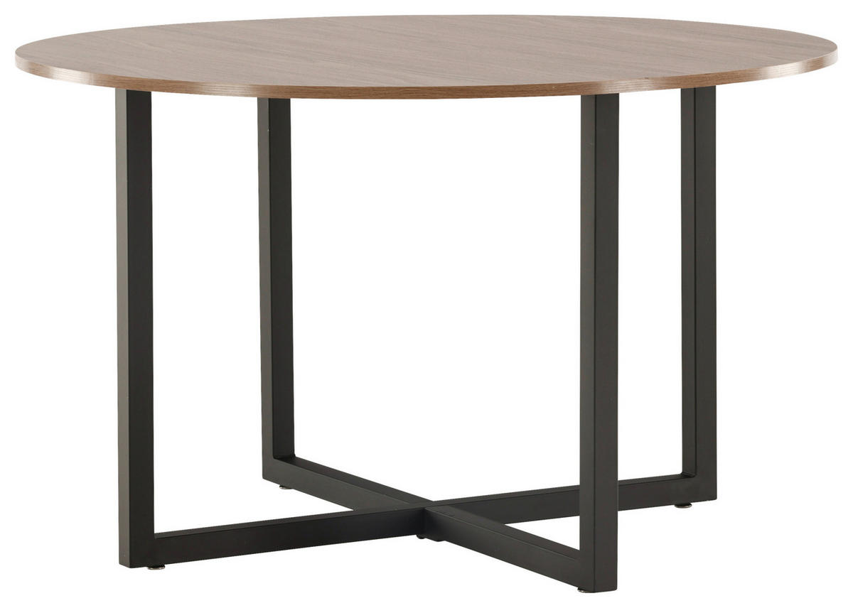 ESSTISCH in Metall, Holzwerkstoff 120/120/75 cm  - Walnussfarben/Schwarz, Design, Holzwerkstoff/Metall (120/120/75cm) - Livetastic