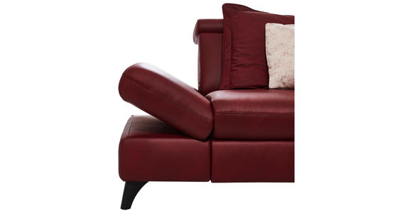 WOHNLANDSCHAFT in Leder Rot - Rot/Alufarben, Design, Leder/Metall (316/184cm) - Cantus