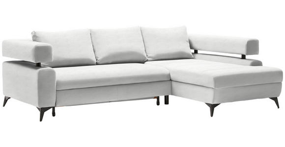 ECKSOFA in Chenille Weiß  - Schwarz/Weiß, KONVENTIONELL, Textil/Metall (265/184cm) - Hom`in