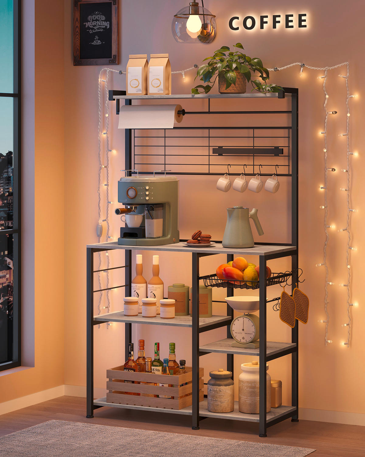 REGAL  90/167/42 cm Schwarz, Greige  - Greige/Schwarz, MODERN, Holzwerkstoff/Metall (90/167/42cm) - MID.YOU