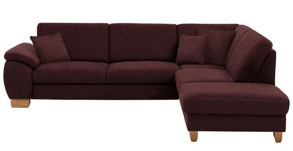 ECKSOFA in Mikrofaser Weinrot  286/236 cm  - Wildeiche/Beige, Natur, Holz/Textil (286/236cm) - Voleo