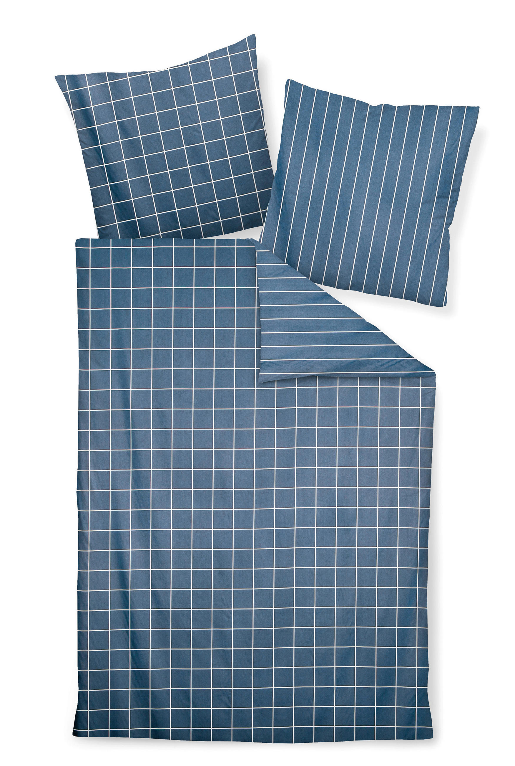 WENDEBETTWÄSCHE Makosatin 135/200 cm  - Türkis/Blau, Basics, Textil (135/200cm) - Janine