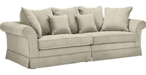 BIGSOFA Flachgewebe Beige  - Dunkelbraun/Beige, Trend, Holz/Textil (264/70/111cm) - Carryhome