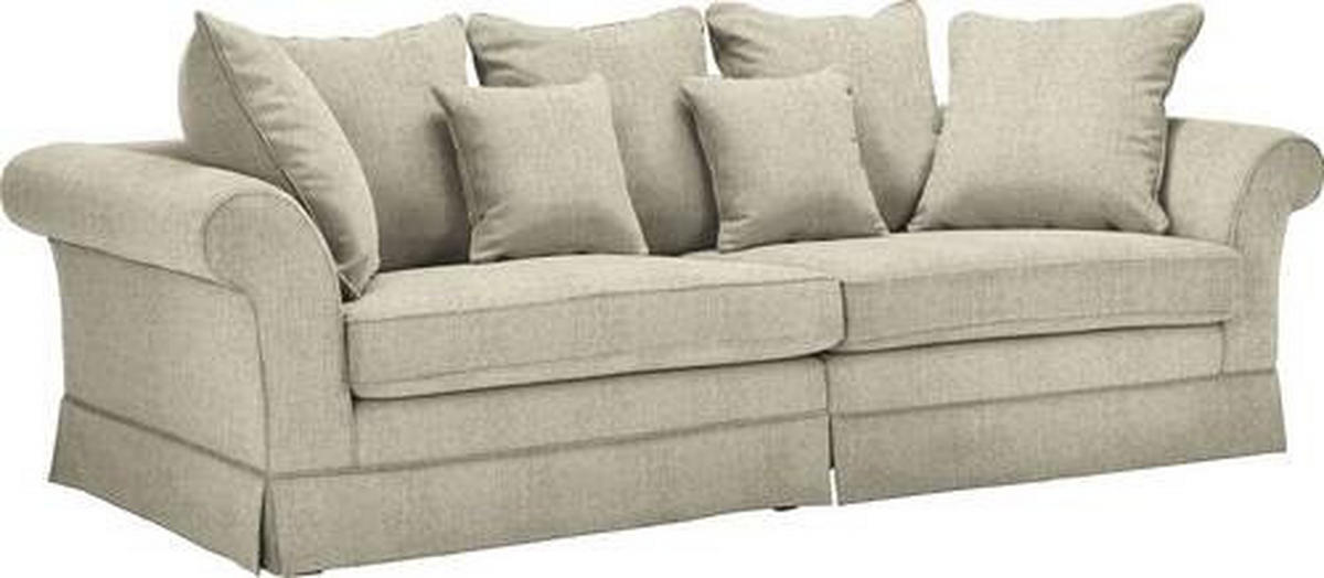 BIG SOFFA i flatväv beige  - beige/mörkbrun, Trend, trä/textil (264/70/111cm) - MID.YOU