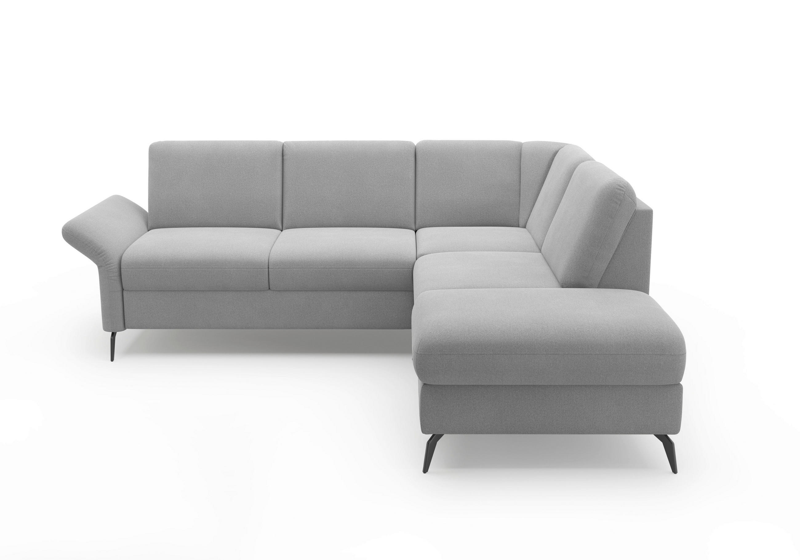ECKSOFA ROCHELLE E Grau Flachgewebe  - Schwarz/Grau, KONVENTIONELL, Textil/Metall (240/216cm) - Sit & More