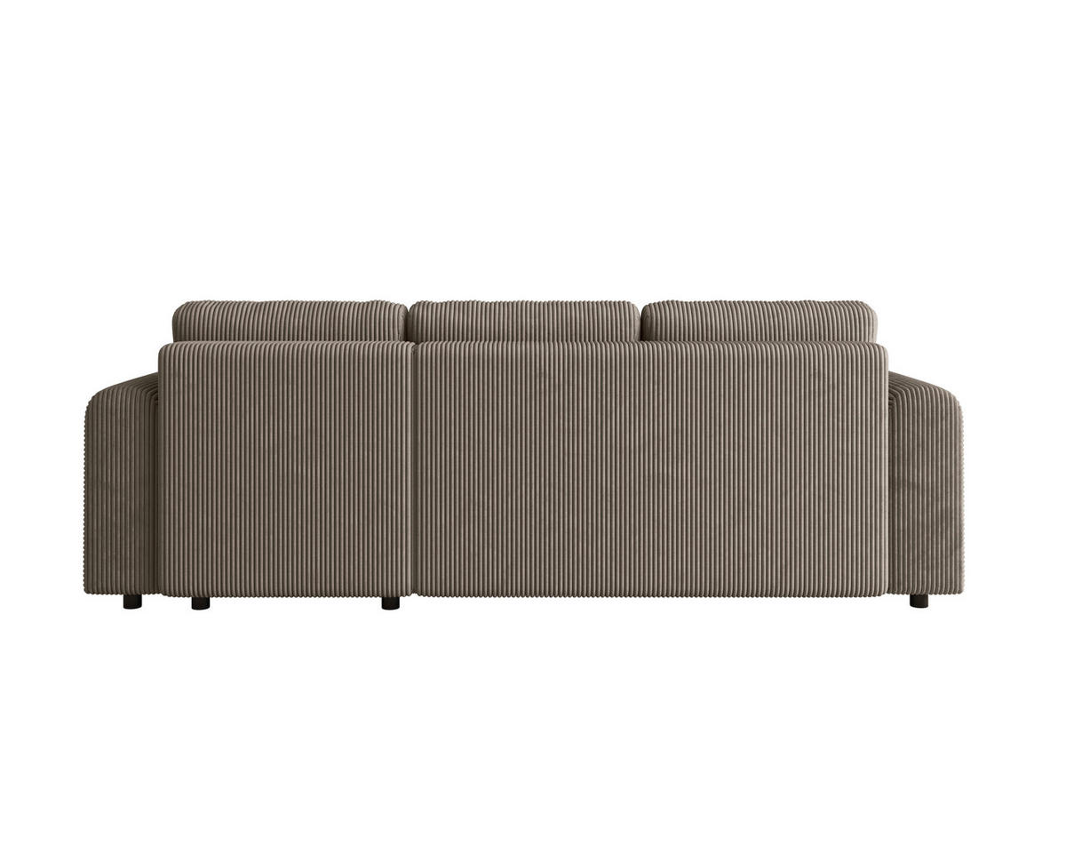 ECKSOFA inkl. Funktionen Taupe Cord  - Taupe/Schwarz, KONVENTIONELL, Kunststoff/Textil (260/200cm) - Xora