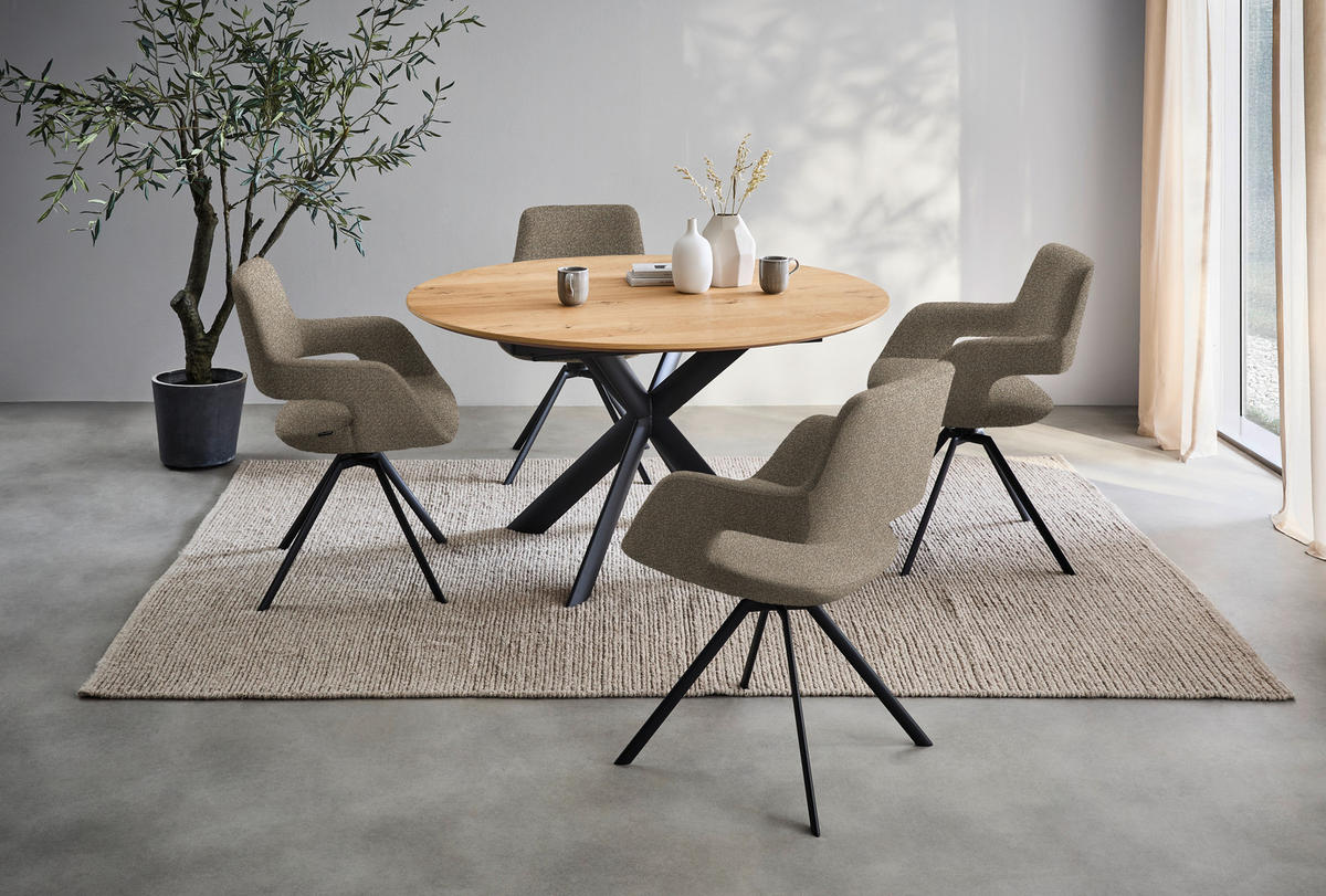 ARMLEHNSTUHL  in Stahl Struktur  - Anthrazit/Braun, Design, Textil/Metall (59/86/63cm) - Venjakob