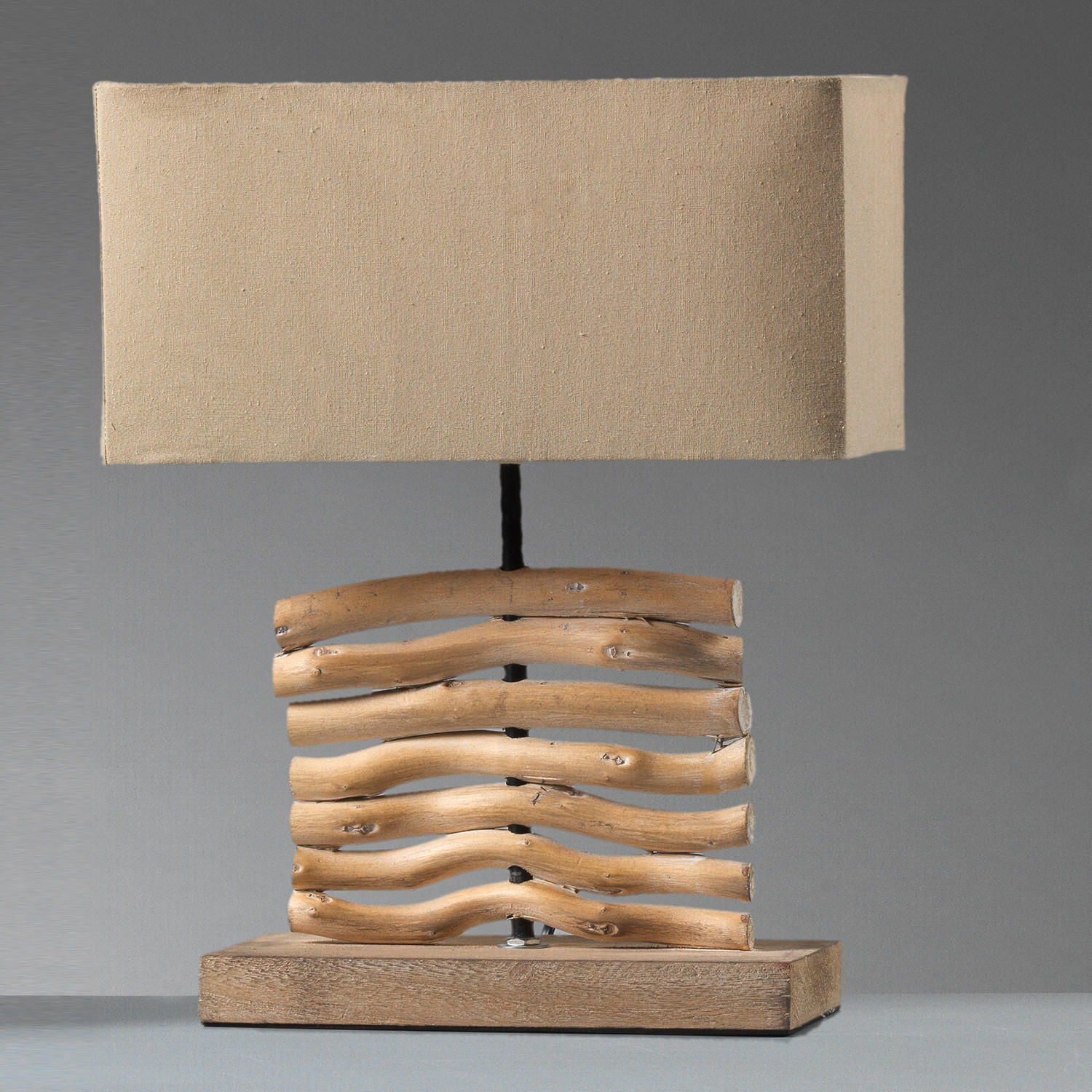 NACHTTISCHLEUCHTE 24/12/38 cm   - Hellbraun, Natur, Holz/Textil (24/12/38cm)