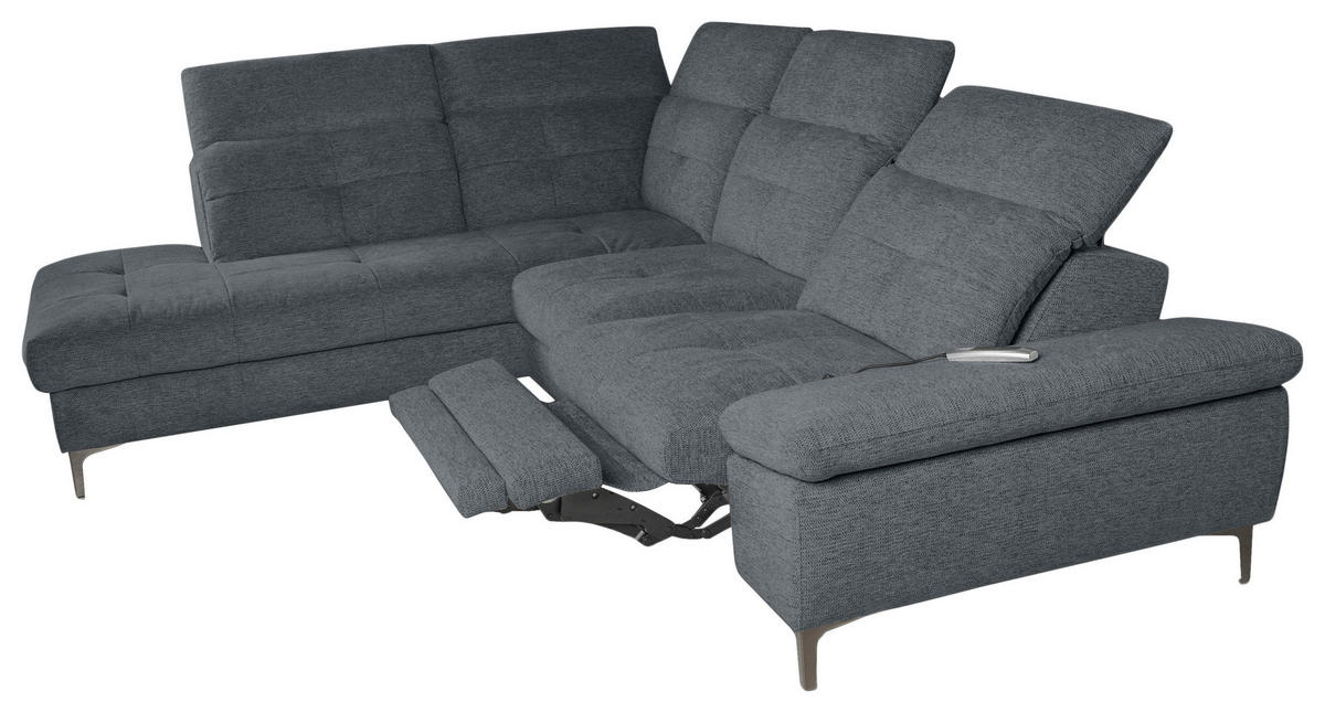 ECKSOFA Dunkelgrau Webstoff  - Dunkelgrau/Schwarz, KONVENTIONELL, Textil/Metall (225/288cm) - Carryhome