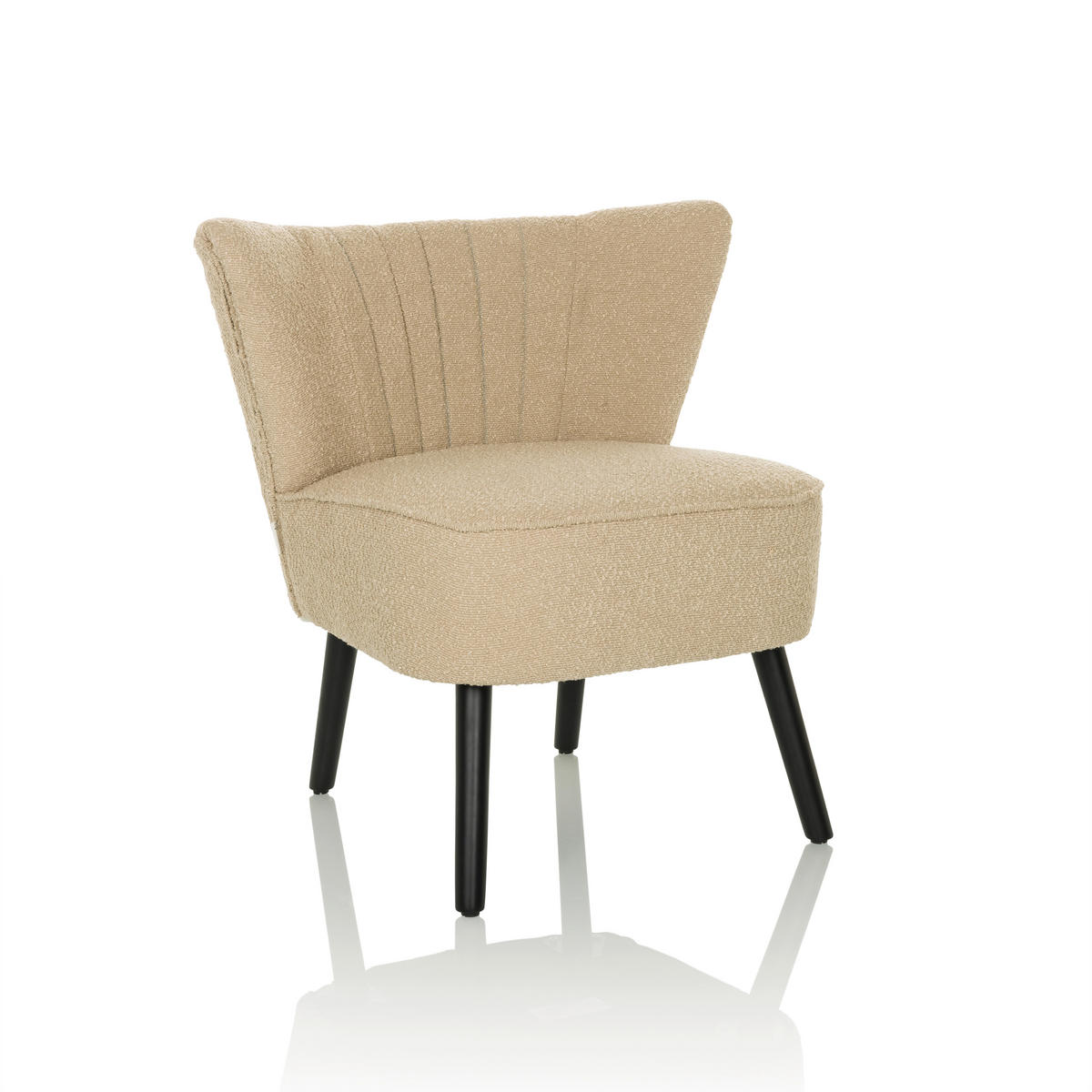 LOUNGESESSEL Bouclé Beige    - Beige/Schwarz, MODERN, Holz/Textil (72/77/65cm) - MID.YOU