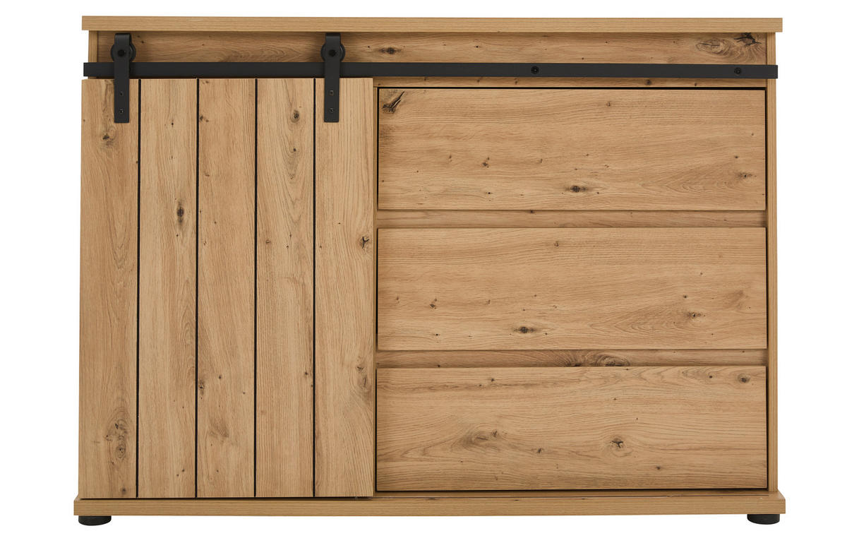 KOMMODE  in 120/86/4 cm  - Eichefarben/Schwarz, LIFESTYLE, Holzwerkstoff/Kunststoff (120/86/4cm) - Landscape