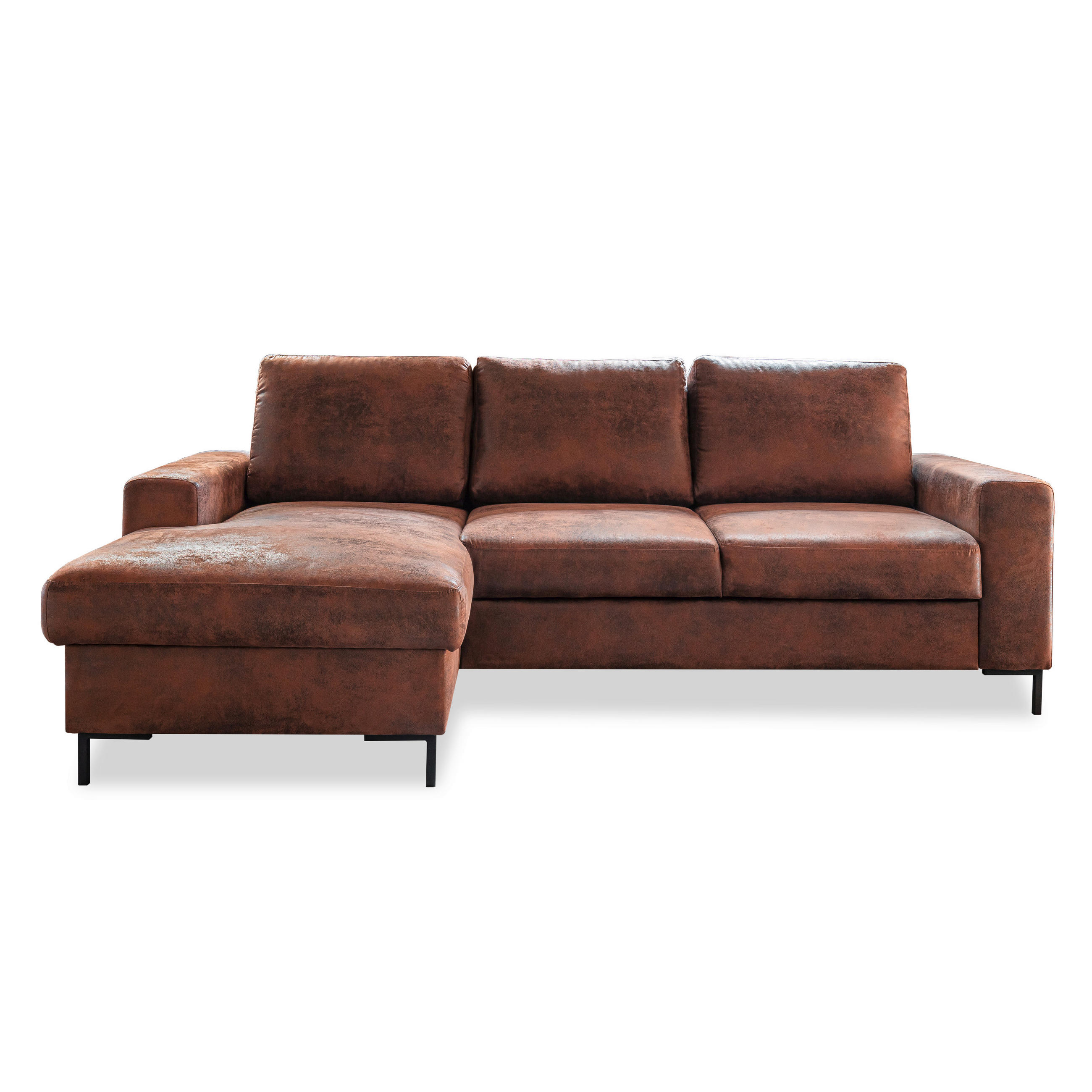 ECKSOFA Braun  - Schwarz/Braun, MODERN, Textil/Metall (149/236cm)
