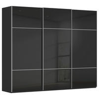 SCHWEBETÜRENSCHRANK 271/223/68 cm 3-türig Schwarz  - Alufarben/Schwarz, KONVENTIONELL, Glas/Holzwerkstoff (271/223/68cm) - Novel