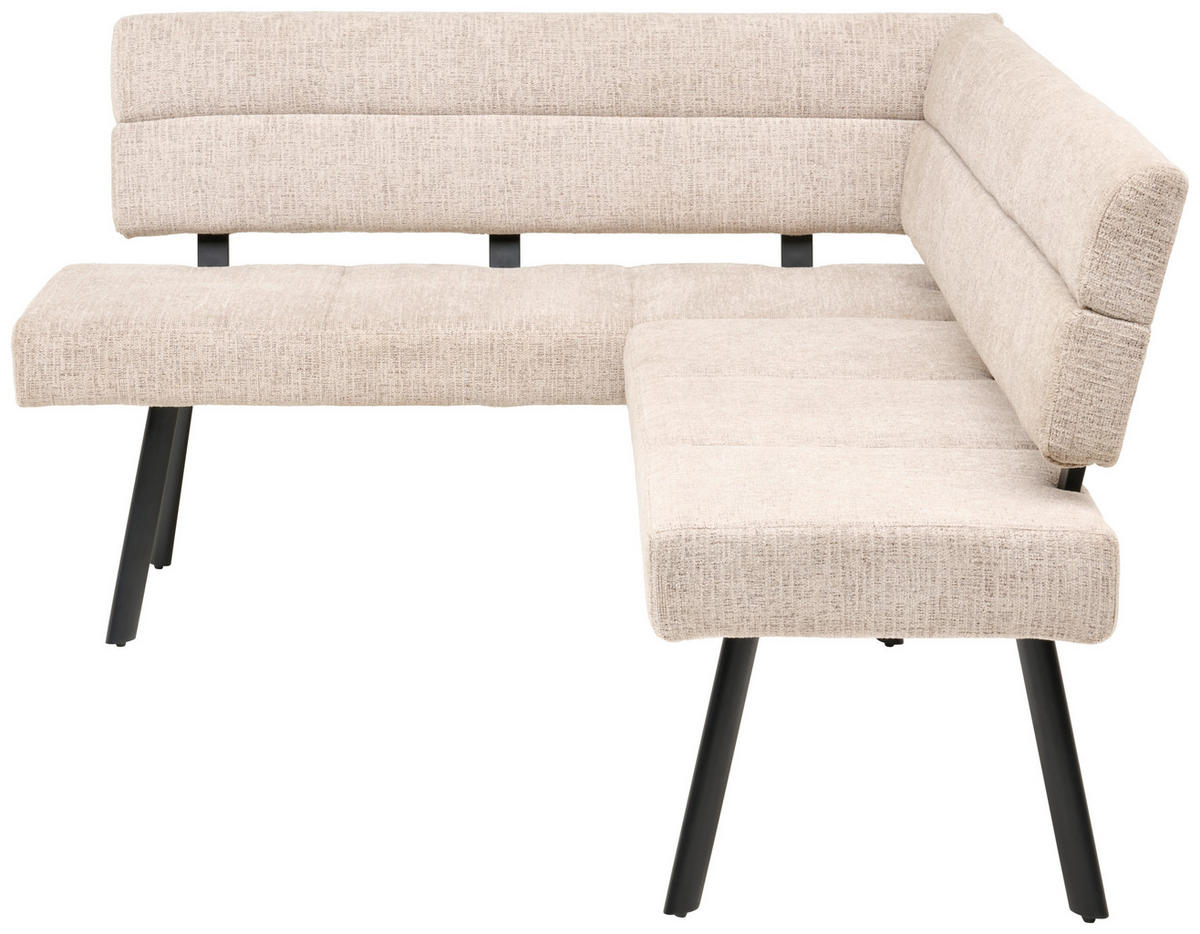 ECKBANK 150/190 cm Webstoff Beige   - Beige/Schwarz, KONVENTIONELL, Textil/Metall (150/190cm) - MID.YOU