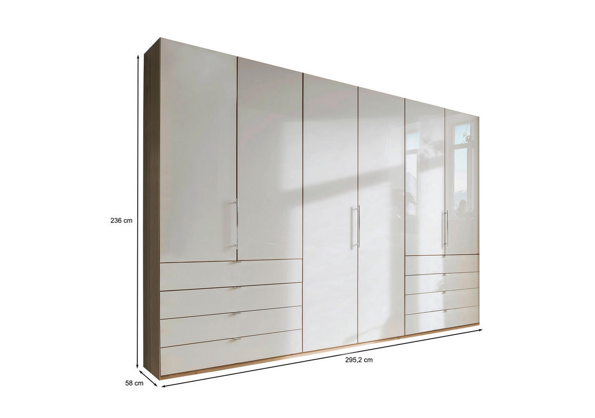 FALTTÜRENSCHRANK in Eichefarben, Champagner  - Chromfarben/Champagner, Konventionell, Glas/Holzwerkstoff (300/236/58cm) - Venda