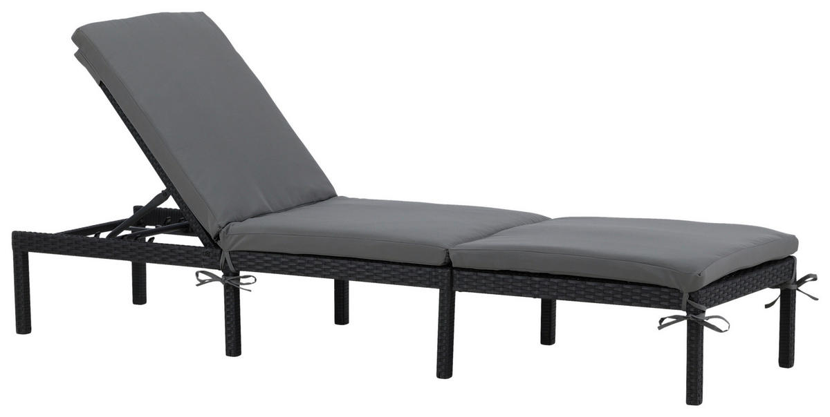 SONNENLIEGE 59/84/198 cm  - Schwarz, KONVENTIONELL, Kunststoff (59/84/198cm) - Gardenson