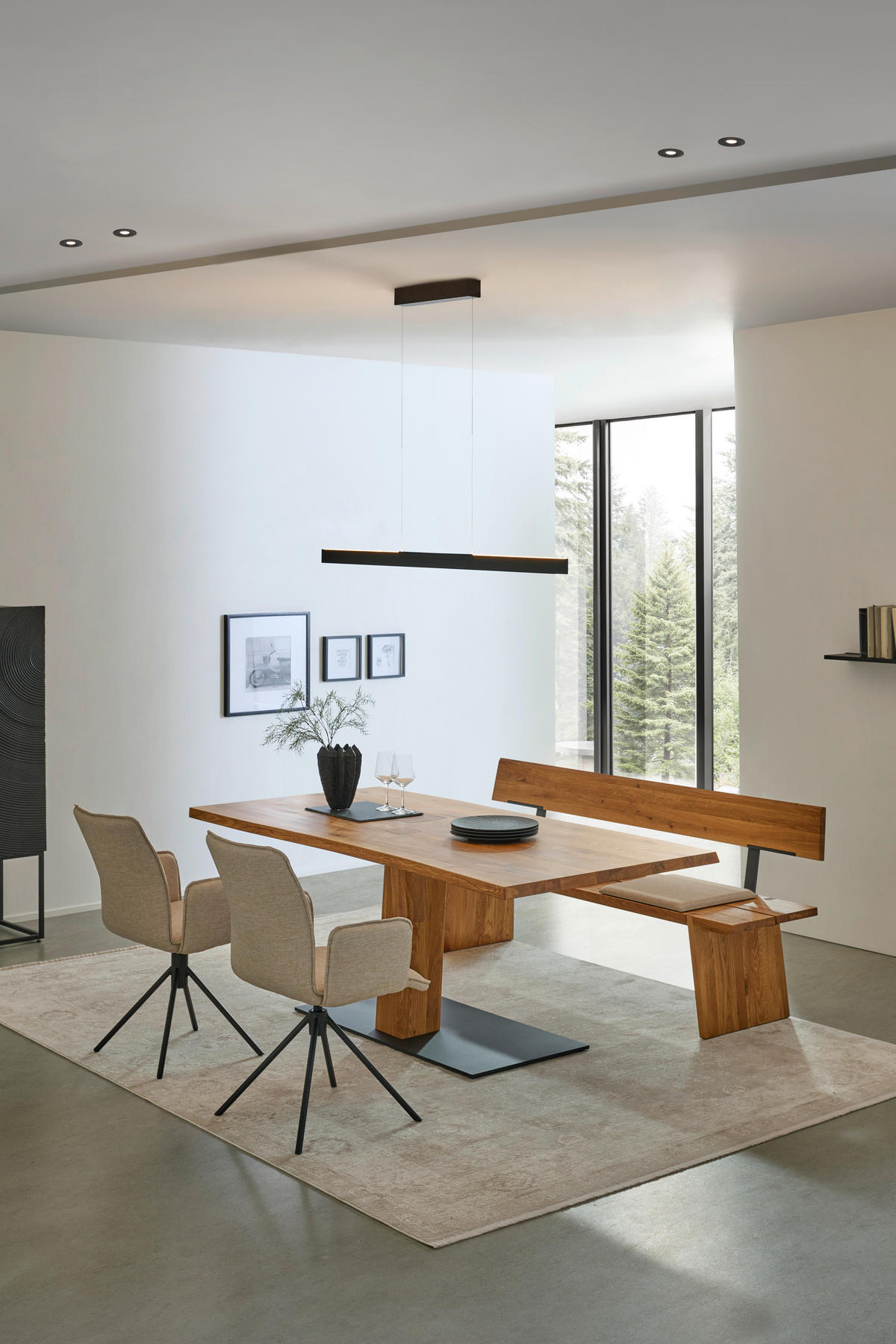 ESSTISCHHolz 220/95/76 cm  - Eichefarben/Anthrazit, Konventionell, Holz/Metall (220/95/76cm) - Cassando