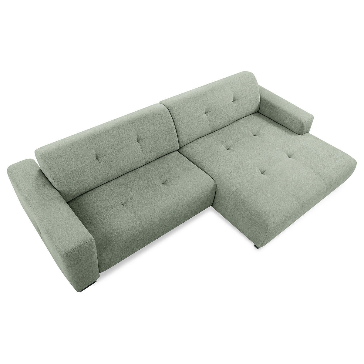 ECKSOFA AUSTIN Salbeigrün Flachgewebe Sitztiefenverstellung  - Salbeigrün/Schwarz, Design, Kunststoff/Textil (286/169cm) - Livetastic
