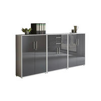AKTENSCHRANK 253,2/113,6/33 cm  - Anthrazit Hochglanz/Grau, MODERN, Holzwerkstoff (253,2/113,6/33cm) - MID.YOU