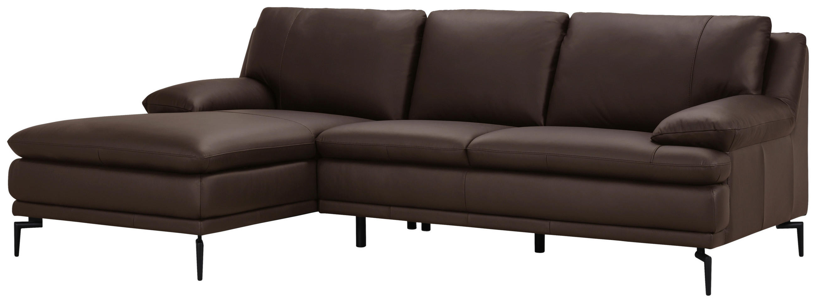 ECKSOFA Braun Echtleder  - Schwarz/Braun, Design, Leder (158/248cm) - MID.YOU