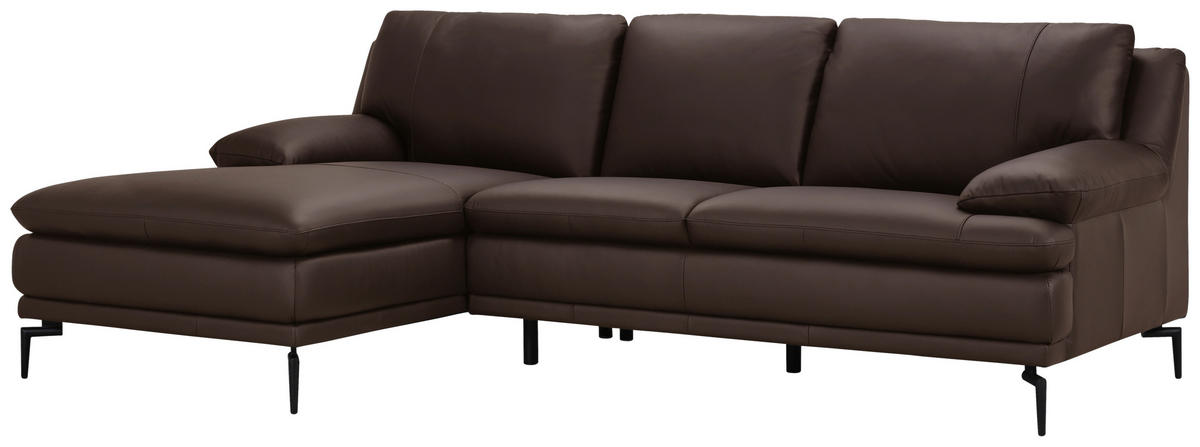 ECKSOFA Braun Echtleder  - Schwarz/Braun, Design, Leder (158/248cm) - MID.YOU