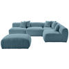 ECKSOFA inkl. Hocker BLOOM Blau Flachgewebe, Teddystoff  - Blau, Trend, Textil (315/235cm) - Livetastic