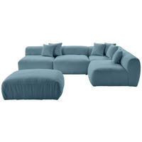 ECKSOFA inkl. Hocker Flachgewebe, Teddystoff Blau  - Blau, Trend, Textil (315/235cm) - Livetastic