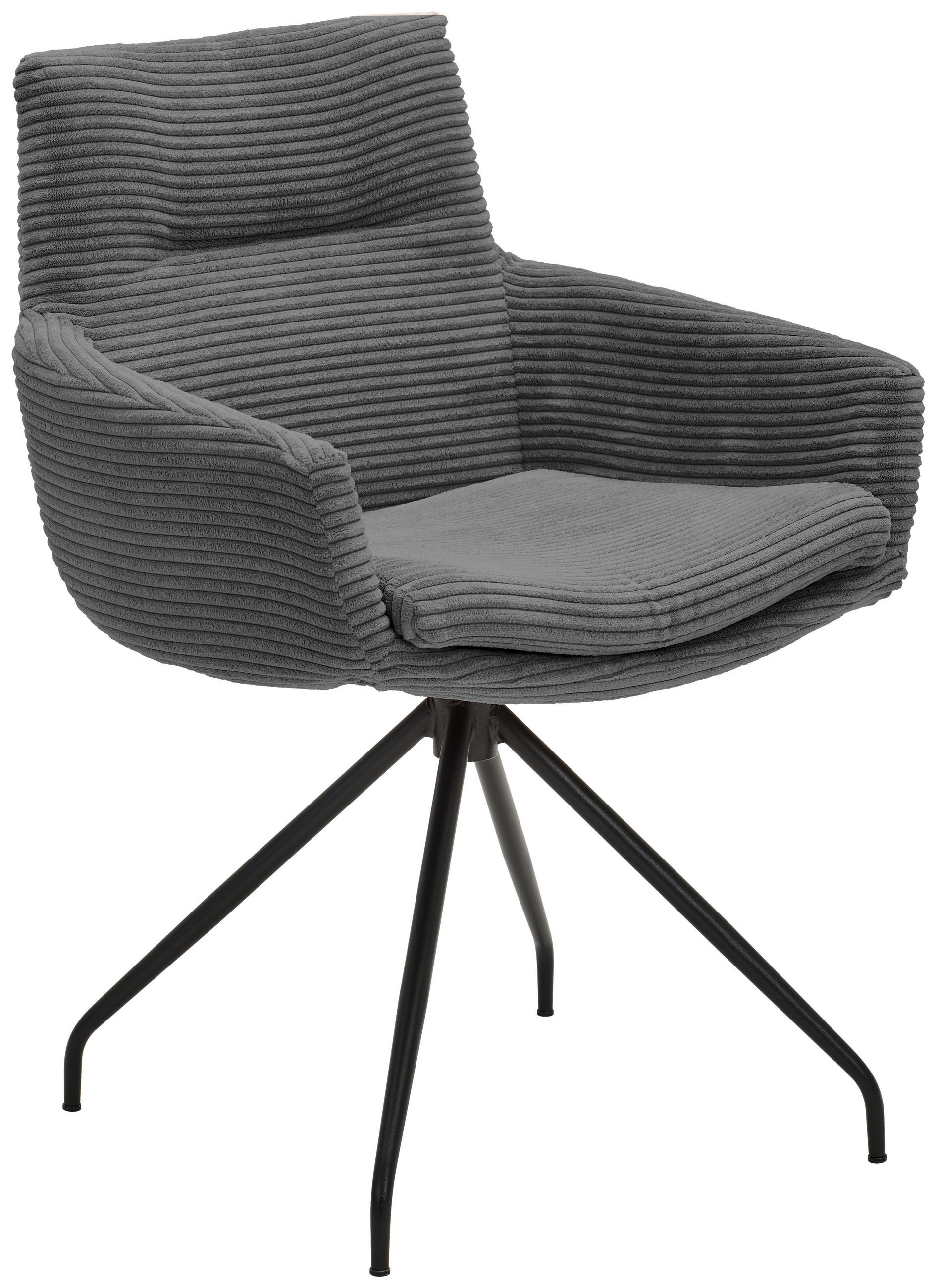 ARMLEHNSTUHL  in Cord  - Dunkelgrau/Schwarz, Design, Textil/Metall (61/85/64cm) - Musterring