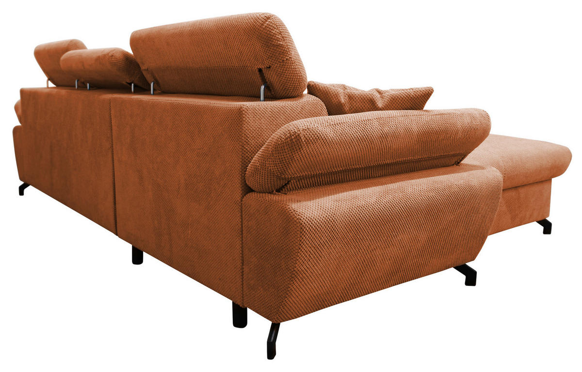 ECKSOFA OMEGA in Chenille Rot  186/280 cm  - Rot/Schwarz, Design, Textil/Metall (186/280cm) - MID.YOU