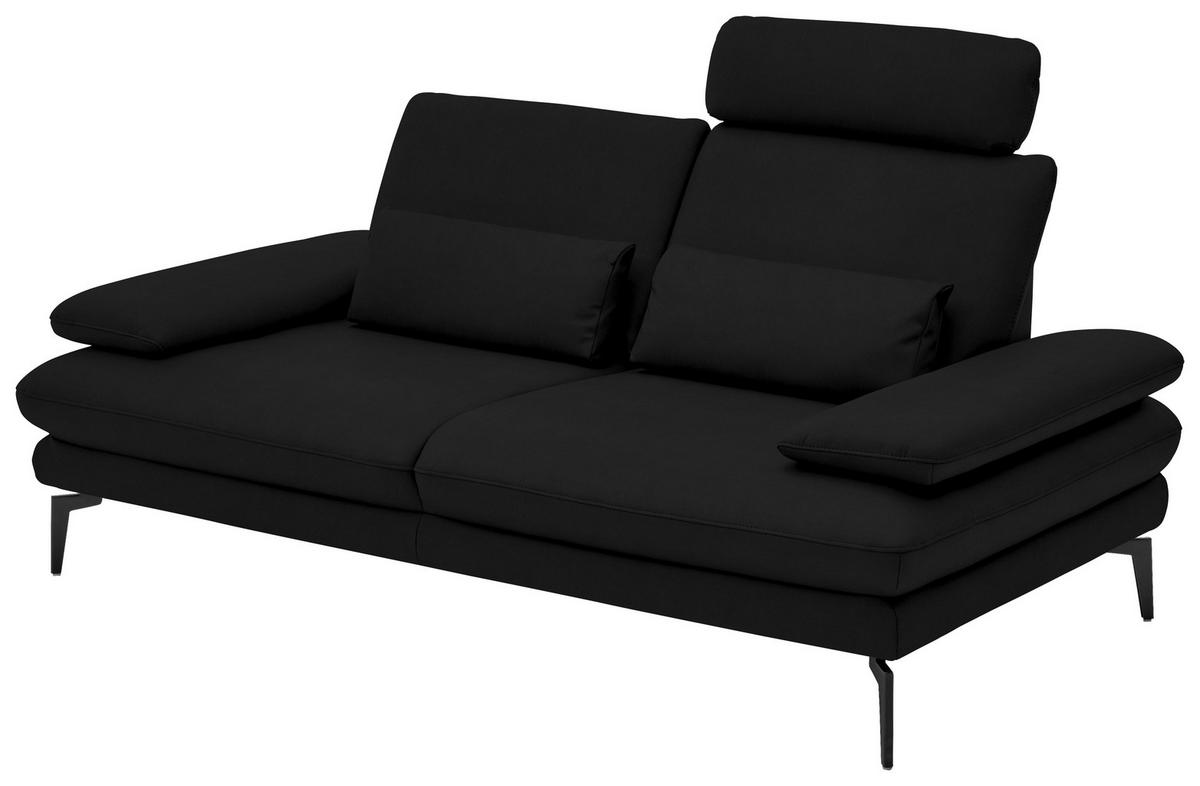 2,5-SITZER in Echtleder Schwarz  - Schwarz, Design, Leder/Metall (196/86/104cm) - Dieter Knoll