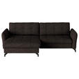 ECKSOFA in Flachgewebe, Leinenoptik Dunkelbraun  170/242 cm  - Dunkelbraun/Schwarz, Design, Textil/Metall (170/242cm) - Xora