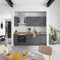 KÜCHENBLOCK Flash 240 cm  in Eichefarben, Schieferfarben  - Schieferfarben/Edelstahlfarben, MODERN, Holzwerkstoff/Metall (240cm) - Nobilia